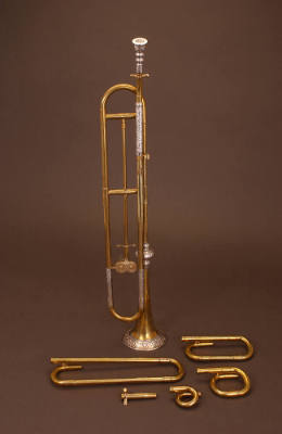 Mechanical slide trumpet, F, E, E-flat, D, C