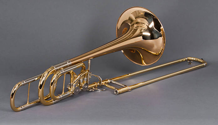 Bass trombone, B-flat, first valve in F, second valve in G-flat, combined valves in D