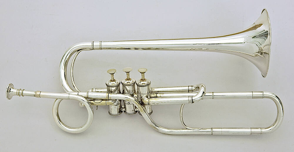 Cornet à cylindres système Sax, forme horizontale, B-flat, A, A-flat, G, F, E-flat