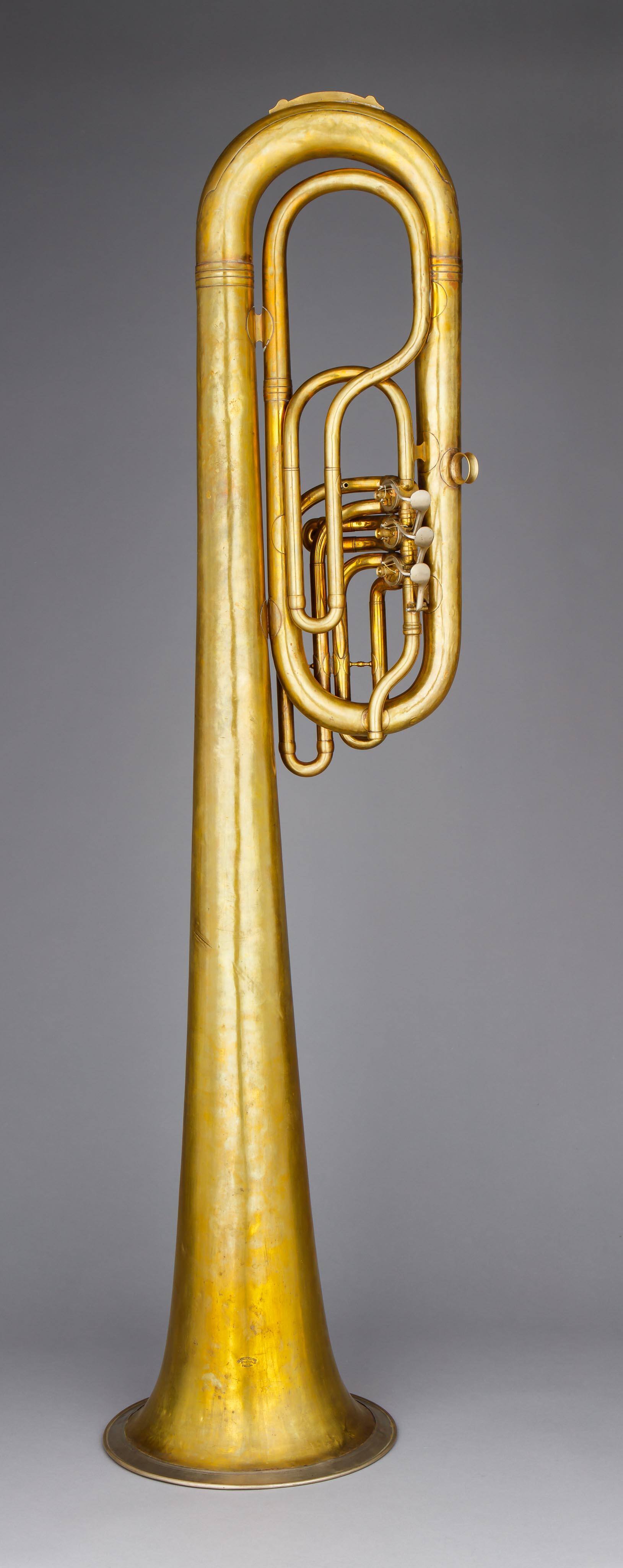 Over-the-shoulder bass horn, E-flat, low pitch